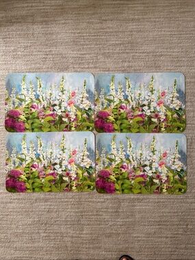 Set of 4 Judy Boswell Placemat Sue’s Garden Cottage Foxgloves Placemat 18” x 12”